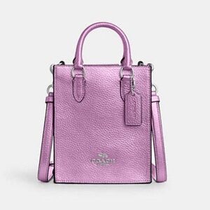 NWT Coach North South Mini Tote Silver / Lilac Metallic